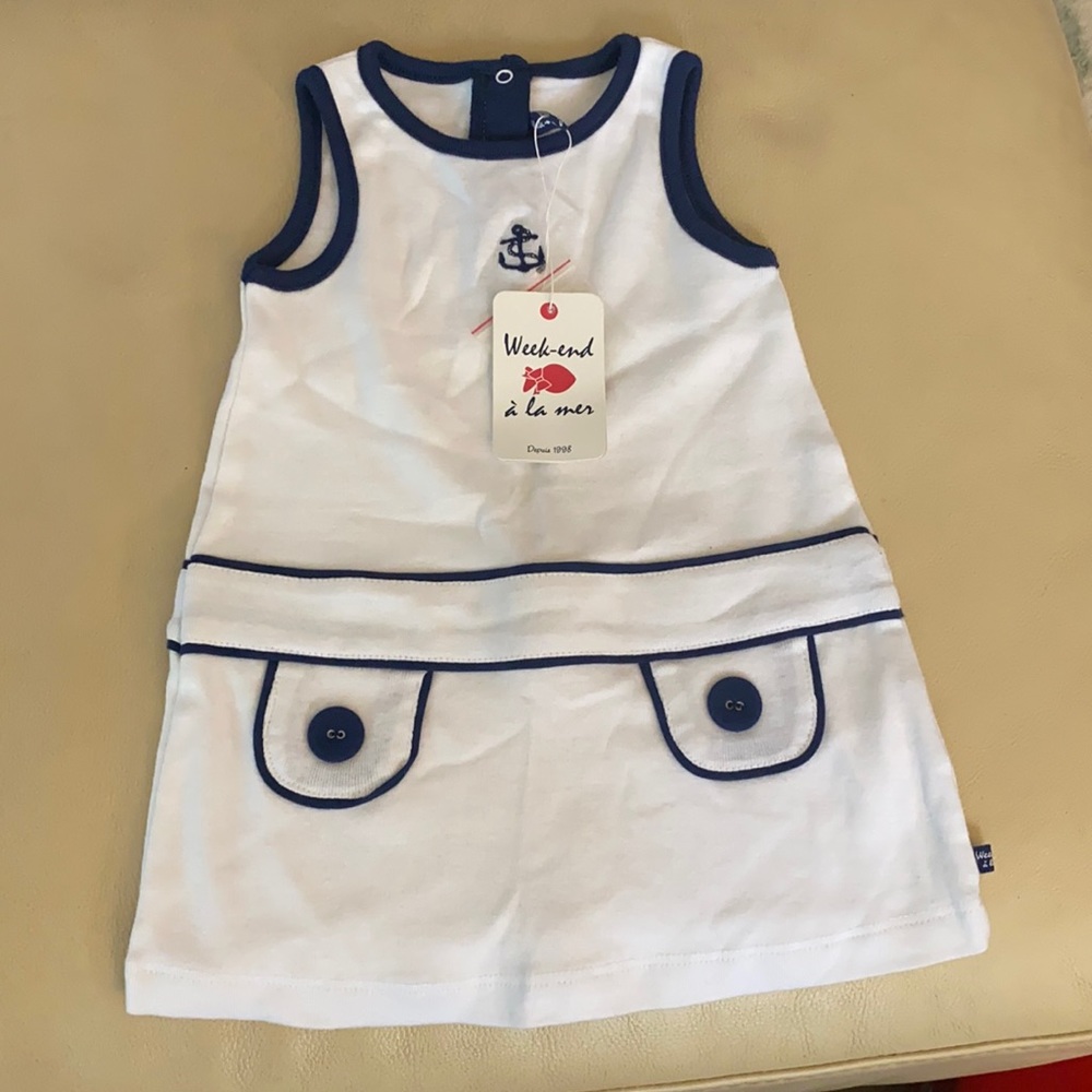 NWT White Dress with Anchor Size 18M